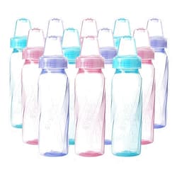 Evenflo Feeding Classic Tinted Plastic Standard Neck Bottles for Baby, Infant and Newborn, Pink/Lavender/Teal, 8 Ounce (Pack of 12)