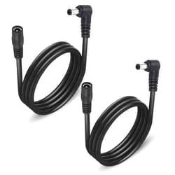 GINTOOYUN 2 Pack DC5525 Power Extension Cable, DC 5.5mm x 2.5mm Right Angle Male to Female Power Adapter Cable，3FT 18AWG Heavy Duty Cord for Strip Lihgt,CCTV,Car,Monitors,etc. 1M