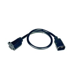 Tripp Lite Standard Computer Power Cord 12A, 16AWG (IEC-320-C14 to NEMA 5-15R) 2-ft.(P002-002) , Black