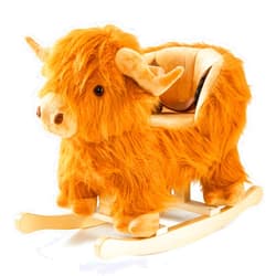 JOLIE VALLÉE TOYS & HOME Baby Rocking Horse,Highlander Cattle Wooden Rocking Horse for Toddlers 1 Year Old Cute Cow Stuffed Plush Ride-on Toy Rocking Animal for Baby Boys and Girls Nursery/Child Christmas or Birthday Gift