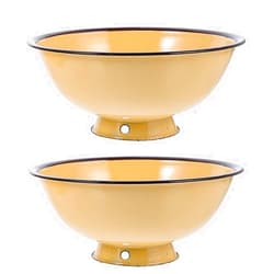 SHOWERORO 2pcs Vintage Enamel Bowls Practical Ramen and Rice Storage Tableware Retro Design for Home Use Sturdy and Wear-resistant Enamel Dining Bowls
