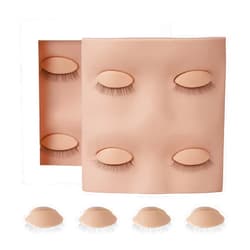 Miuffue Lash Mannequin Head with 2 Pairs Replacement Eyelids, Eyelash Mannequin Face for Lash Practice, Silicone Rubber Realistic Eyelids for Eyelash Training