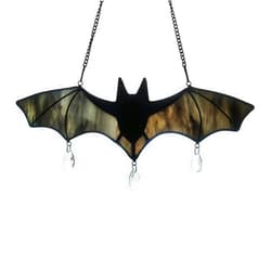 WeDcpcin Bat Stained Glass Window Hanging Sun catcher (grey) Halloween Decoration