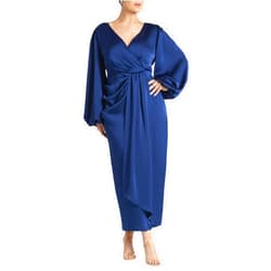 ELOQUII Women's Plus Size Satin Sleeve Pleated Dress