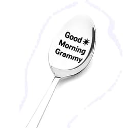 Yreamont Grammy Spoon Gifts for Birthday Mothers Day, Good Morning Grammy Spoon for Nana Nannie Engraved Stainless Coffee Tea Spoon for Grandma mimi grammy Christmas Gifts from Kids Grandson Grandkids