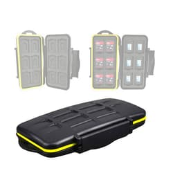 Fotasy JJC MC-SDMSD24 Ruggard SD Card Case, Micro SD Card Case, Water-Resistant Case for SD Micro SD Cards, Rubber Sealed Ergonomic Locking Easy Carrying Memory Card Case Fits 12 SD 12 Micro SD Cards