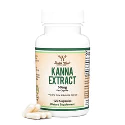 Double Wood Supplements Kanna Extract Supplement (Sceletium Tortuosum) - 50mg Per Capsules, 120 Count - for Relaxation and Peace of Mind (Min .4% Total Alkaloids) Non-GMO, Gluten Free, Vegan Safe by Double Wood