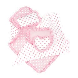 Emily Rose Doll Clothes | USA Business | 18 Inch Doll Pink Heart Bedding for Doll Beds Bunks Cribs & Cradles | Reversible 5 PC 18