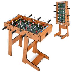 Goplus Folding Foosball Table, 27” Wooden Soccer Game Table with 2 Foosballs & Score Keepers, Indoor Outdoor Portable Football Game Set for Kids Adults, Arcades, Bar, Party, Family Nights