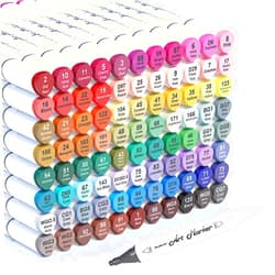 Shuttle Art 88 Colors Dual Tip Alcohol Based Art Markers, 88 Colors plus 1 Blender Permanent Marker Pens Highlighters with Case Perfect for Illustration Adult Coloring Sketching and Card Making…