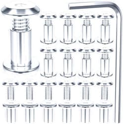 HINZIC 19 Set M4 x 8mm Binding Post Screw Hex Drive Socket Cap Bolts Stainless Steel Binding Bolts and Barrel Nuts Kit with Hex Key for Furnitures Leather Belt Buckle