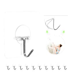 JINSHUNFA Adhesive Hooks for Hanging Heavy Duty Wall Hooks Self Adhesive Towel Coat Hooks Waterproof Transparent Hooks for Bathroom Shower Kitchen Keys Door Outdoor Home Improvement Utility Hook 12 Pack