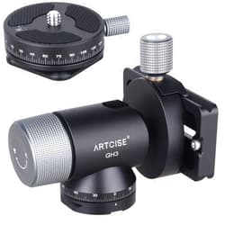 ARTCISE Monopod Gimbal Head, CNC All Metal Side Saddle Gimbal Tilt Head with Arca Swiss Quick Release Plate and 360° Panoramic Arca Type QR Plate，Ideal for Camera Tripod Monopod Long Telephoto Lenses