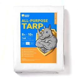 GUARD SHIELD White Tarp Waterproof 8x10 Feet Medium Duty All Purpose Poly Tarps Cover 7mil