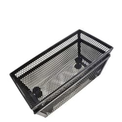 HAHIYO Stackable Mesh Tray Cup 6 x 3 x 2 inches Sturdy Container for Desk Drawer Organizer Collection for Home Office School kitchen Soft Foam Feet No Sharp Edges 2 Pack Black