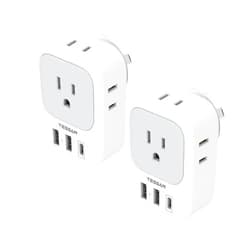 TESSAN Australia Plug Adapter, TESSAN Australian Power Adaptor with 4 Outlets 3 USB Charging Ports (1 USB C), Type I Travel Plug for US to Australian New Zealand China Argentina Fiji AU, 2 Pack