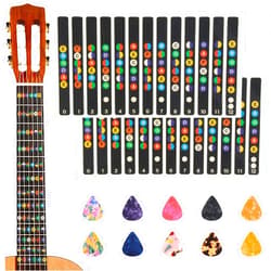 AUGSUN 2 Pcs Guitar Fretboard Stickers, Guitar Note Stickers, Learn Guitar Tabs, Sticker for Beginner Learner with 10 Pcs Guitar Picks