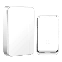AURTEC 【No Battery Required】Wireless Doorbell Waterproof, AURTEC Door Chime Kit with 1 Receivers & 1 Press Self-powered Transmitter, 51 Chimes and 4 Volume Levels, White