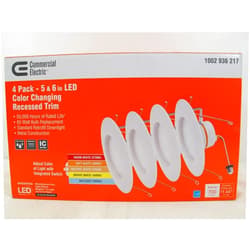 Ditac Commercial Electric 5/6 in White Integrated LED Energy Star Color Changing Recessed Trim Downlight 4 Pk