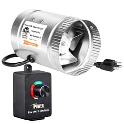 iPower 4 Inch 100 CFM Booster Fan Inline Duct Vent Blower with Variable Speed Controller Adjuster, Intake 5.5' Grounded Power Cord for HVAC Exhaust, Low Noise, Silver