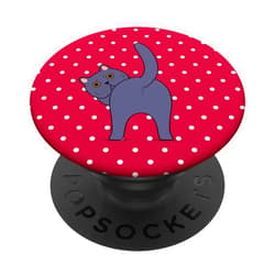 British Shorthair Kitten Back Dots Minta Funny Guess What Cat Butt Lover Magenta Polka Dot Pattern PopSockets Swappable PopGrip