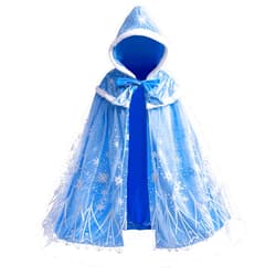PURFEEL Girls Luxurious Hooded Cape for Elsa Kids Princess Cloak Costume