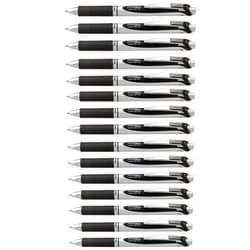 Pentel EnerGel RTX Deluxe Retractable Liquid Gel Pen, Fine .7mm Metal Tip, Black Ink, Silver Barrel (Bulk Lot of 15) (BL77-A)