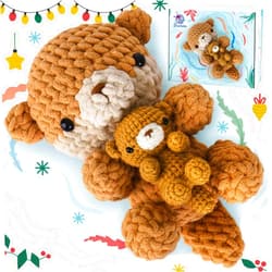 Crochetta Crochet Kit for Beginners, Crochet Starter Kit w Step-by-Step Video Tutorials, Beginner Crochet Kit for Adults Kids Women Men Complete Kit Included (Otter Mom and Baby)