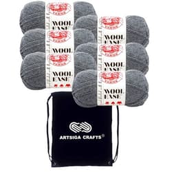 Lion Brand Yarn Lion Brand Wool Ease Oxford Grey 620-152 (6-Skeins - Same Dye Lot) Worsted Medium #4 Acrylic, Wool Yarn for Crocheting and Knitting with Project Bag