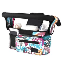 Momcozy Universal Stroller Organizer, 2 Insulated Cup Holders, Removable Zip Pocket, Adjustable Straps, Large Capacity Baby Essentials Compact Design, Fits Any Stroller (Multicolor)