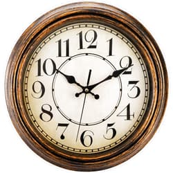 ZENFUN 12'' Round Classic Wall Clock, Battery Operated Quartz Clock Silent Non Ticking Wall Clock, Decorative for Kitchen, Home, Living Room, Farmhouse, Bedrooms, Easy to Read, Bronze