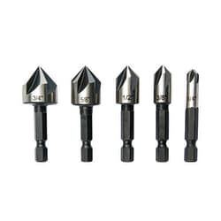 Wesleydrill 5 pcs Countersink Drill Bit Set，82 Degree Counter Sink， Fit for Sink Holes into Most Machinable Metals, Plywood, Softwood, Hardwood, Fiberglass Plastic, Mild Steel