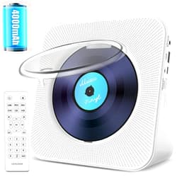 Gracioso Portable CD Player with Bluetooth: 4000mAh Recheageable Kpop Music Player with HiFi Speaker,Remote Control,LCD Display,Sleep Timer,Headphone Jack, Supports CD/Bluetooth/FM Radio/U-Disk/AUX for Home