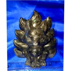 Generic 9-Tail Fox Resin Figurine - gemstone filled Obsidian