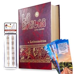KIWIJOY La Biblia Católica Latinoamericana Letra Grande Edición Cartone en Español con Señalador Biblico y 6 Separadores de Página con Versículos de la Biblia.