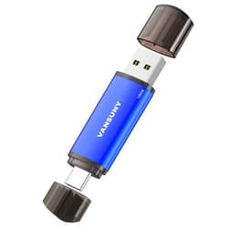 Vansuny 128GB USB Type-C Flash Drive 2-in-1 Dual Flash Drive USB A + USB C OTG Flash Drive for Android Smartphone Tablet Computer Laptop (Blue)