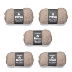PATONS Classic Wool Natural Yarn - 5 Pack of 3.5oz/100g - Wool - 5 Bulky - 120 Yards - Knitting/Crochet