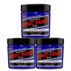 MANIC PANIC Ultra Violet Hair Dye – Classic High Voltage - (3PK) Semi Permanent Hair Color - Cool, Blue Toned Violet Shade - Vegan, PPD & Ammonia-Free - For Coloring Hair on Women & Men