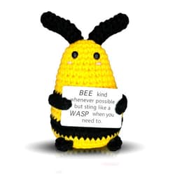 SACHPER Picke Buddies Kind Wasp Bee - Emotional Support Crochet Dolls Handmade Positive Crochet Animals Gifts Desk Decor Emotional Support Plush for Anxiety & Stress Relief Positive Bee