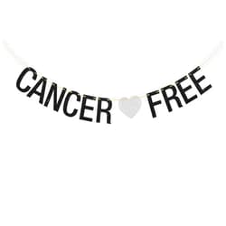 Kaakswa Cancer Free Banner, Cancer Survivor/Cancer Free Party Decoration Supplies,Cancer Theme Party Decoration Black Glitter