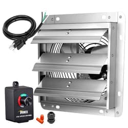 iPower 7 Inch Shutter Exhaust Fan Aluminum with Speed Controller and Power Cord Kit ,High Speed, 1680 RPM, 760 CFM, Silver