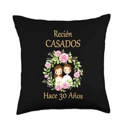 Día de la boda, aniversarios y compañía. Recièn Casados Hace 30 Años 30º Aniversario de boda Throw Pillow, 18x18, Multicolor