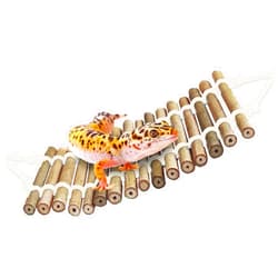 SunGrow Bamboo Gecko Reptile Climbing Bridge and Lizard Lounge, 18” Swinging Hideout Bridge, Helps Leopard Geckos with Thermoregulation, Increases Habitat Space, Can Be Submerged in Water