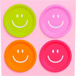 xo, Fetti Smiley Face Paper Plates - 25 pk, 9