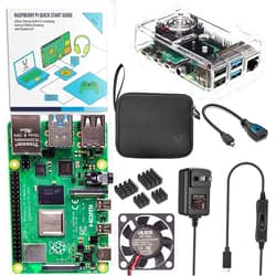 Vilros Basic Starter Kit for Raspberry Pi 4 with Fan Cooled ABS Case-Includes Raspberry Pi 4 Board and 7 Accessories (4GB, Clear Transparent Case)