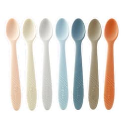 PandaEar 7 Pack Silicone Baby Feeding Spoons, First Stage Training Spoon Infant Utensils Feeding Supplies, BPA Free Gum-Friendly Soft Tip Baby Led Weaning Spoon