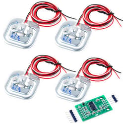Wishiot 4pcs 50kg Load Cell Weight Sensor Gauge Human Body Digital Scale Half Bridge Strain + HX711 AD Amplifier Module for Arduino DIY Kit