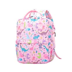 KingCheer Cute Preschool Backpack Toddler School Book Bag for Girls Boys Kids Kindergarten Nursery Travel Bag with Chest Strap(12inch, Pink Dinosaur)
