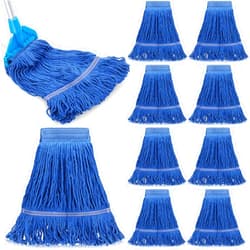 Nuogo 10 Pcs Commercial Mop Head Replacement Floor Cleaning Wet Heavy Duty Commercial Mop Refills General Cleaning(27.6 Inch,Blue)
