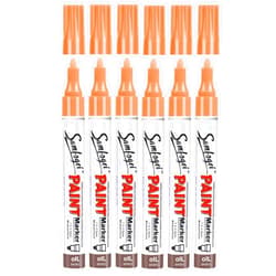 SAMFOGEI 6 Pack Orange Permanent Paint Pens,Single Color Medium Tip Oil Based Paint Markers, Never Fade Marker Pen,Waterproof & Quick Drying For Rock Painting,Wood,Metal,Glass,Plastic,DIY Craft